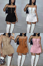 Sleeveless dress with open back and hollowed out corns NYF8105