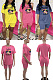 Printed loose T-shirt round neck short sleeve two piece set TD80095