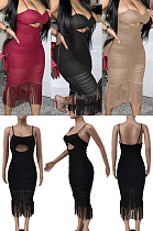 Mesh spliced suspender wrap chest hollow flow beard dress NRS8084