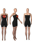 Zipper character lip Strapless Jumpsuit MOM5038