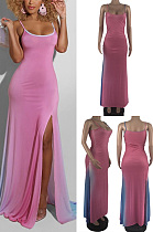 Suspender sleeveless large swing split dress ZZS850