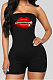 Zipper character lip Strapless Jumpsuit MOM5038