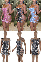 Colorful printed hollow dress YZL855