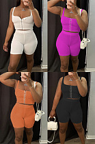 Simple hook and button vest two piece set MLM9086