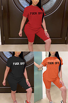 English letter pattern loose Shorts Set SYY8019