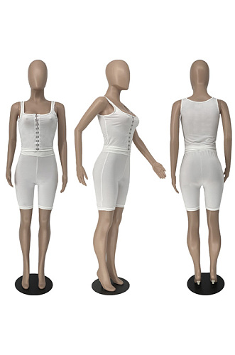 Simple hook and button vest two piece set MLM9086
