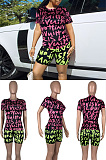 Letter short sleeve two piece women's suit MMS8038