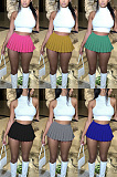 WHOLESALE | Solid T-shirt pleated skirt two piece set AD1356
