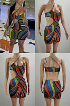 Neck cut-out suspender dress LJJ6071