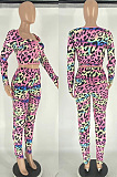 Open navel leopard print two piece set AMW8350
