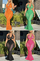 Suspender wrapped chest pleated fish skirt dress XZ5719