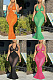 Suspender wrapped chest pleated fish skirt dress XZ5719