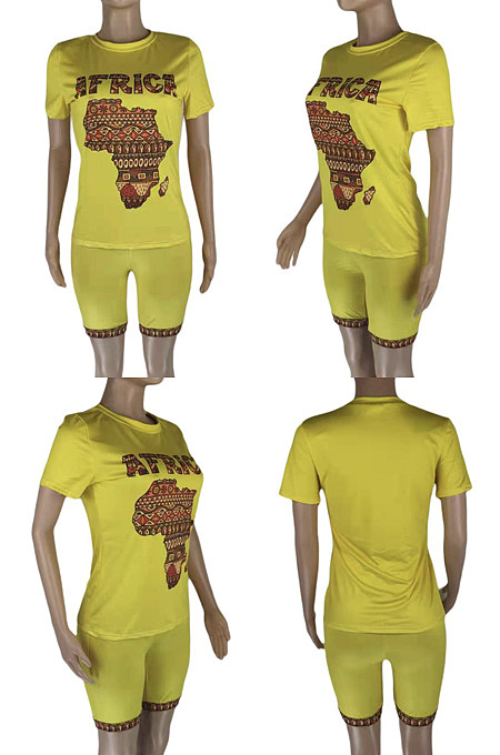 Printed sport two piece set LW8842