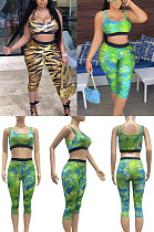 Casual vest printed Capri two piece set JP1063