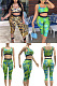 Casual vest printed Capri two piece set JP1063