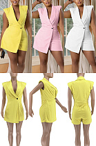 Solid color invisible zipper small suit Jumpsuit ZQ8139