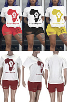 Pattern printed burnt shorts casual suit HMR6039