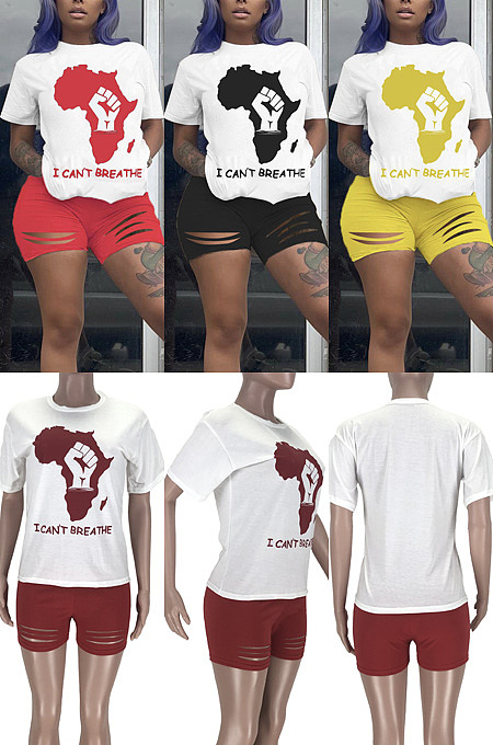 Pattern printed burnt shorts casual suit HMR6039