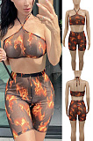 Mesh vest shorts flame two piece set YC8060