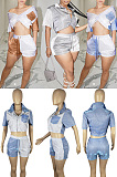 Bright silk flash composite fabric two-color splicing short two-piece set ZMM9161