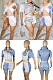Bright silk flash composite fabric two-color splicing short two-piece set ZMM9161