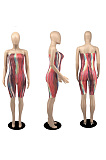 Multicolor striped print chest wrapped Jumpsuit shorts AYB6076
