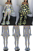 Flared sleeve herringbone neck mesh one-piece pants YT3172