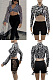 Black and white open waist Shirt Top QMX8003