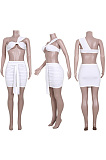 Two piece set of short bra pleated exposed navel JZH8028