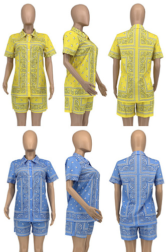 Casual printed loose shorts two piece set GLS10094