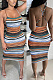 Casual stripe suspender dress GLS7035