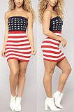 Printed stripe wrap dress R6080