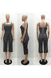 Casual striped suspender printed one-piece pants MR2020