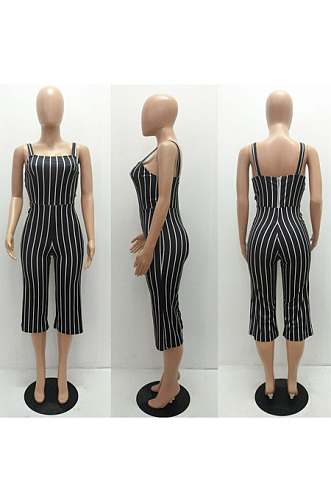 Casual striped suspender printed one-piece pants MR2020