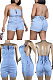Zipper cut-out denim strap sleeveless Jumpsuit (including pocket)  CYC7077