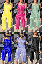 Casual striped suspender printed one-piece pants MR2020