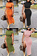 Cute open hem mid neck dress with waist chain MTY6613