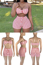 Digital printed Plaid suit two piece set SML8253