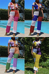 Cut out jacquard positioning breathable sports suit F88442
