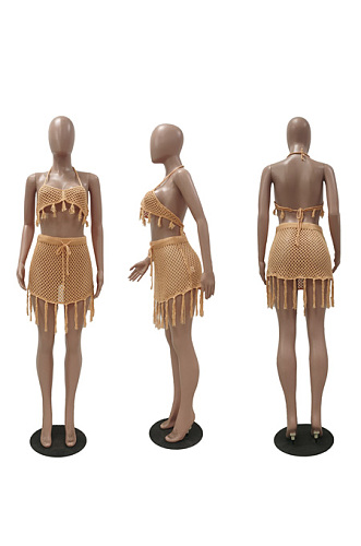 Knitted mesh bikini beach suit two piece set TRS1139