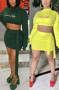 Long sleeve casual embroidery two piece set MK068