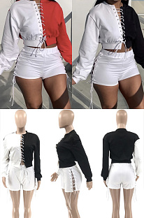 Cardigan loose bandage temperament commuter long sleeve + Pants Set QQ5259