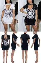 Hollow print dress CCN1836