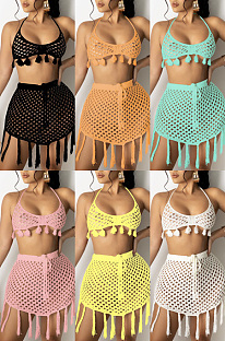 Knitted mesh bikini beach suit two piece set TRS1139