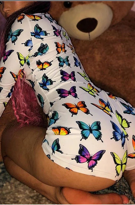 Printed slim bodysuit pajamas AHY1936