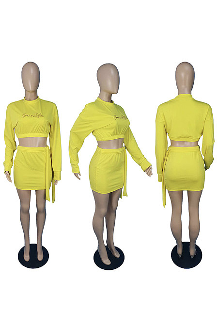 Long sleeve casual embroidery two piece set MK068