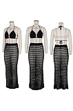 Hand knitted hollow grid perspective two piece suit ZS068