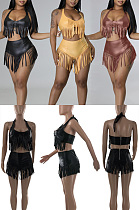 High waist tassel two piece set S66335