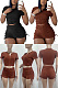 Short sleeve shorts solid color pleated two piece set AMM8387