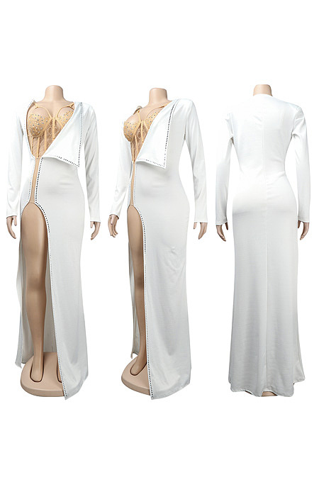 Hot drill lace deep V two piece set two colors K2286